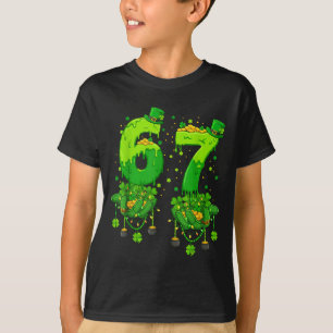 67 Meme Shamrocks Six Seven Shamrocks 6-7 St Patri T-Shirt