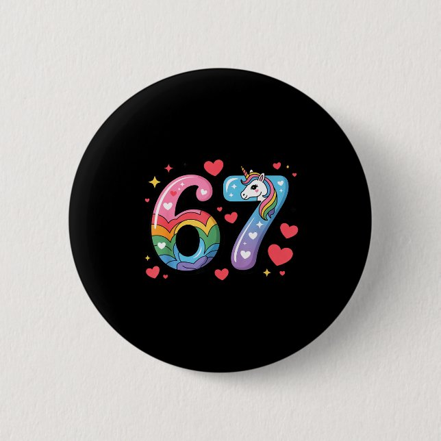 67 Meme Shirt Number Funny Six Seven 6 7  Cm Round Badge (Front)