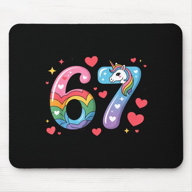 67 Meme Shirt Number Funny Six Seven 6 7  Mouse Pad (Front)