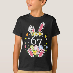 67 Meme Six Seven 6 7 Bunny Leopard Kids Funny Eas T-Shirt