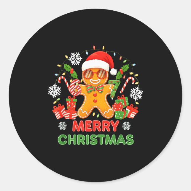 67 Meme Six Seven 6 7 Meme Funny Christmas Gingerb Classic Round Sticker (Front)