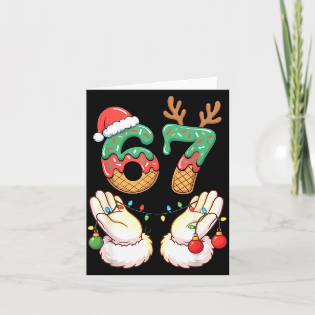 67 Meme Six Seven 6 7 Meme Funny Christmas Santa R Card (Front)