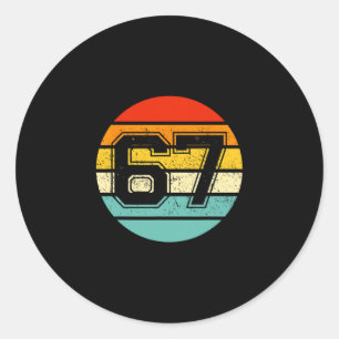 67 Meme Six Seven 6 7 Meme Funny Number Vintage  Classic Round Sticker
