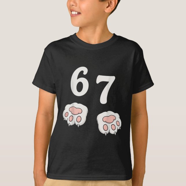 67 Meme Six Seven 6 7 Shirt Meme Funny Cat 67  (Front)