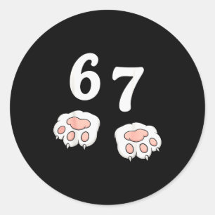 67 Meme Six Seven 6 7 Shirt Meme Funny Cat 67  Classic Round Sticker