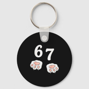 67 Meme Six Seven 6 7 Shirt Meme Funny Cat 67  Key Ring