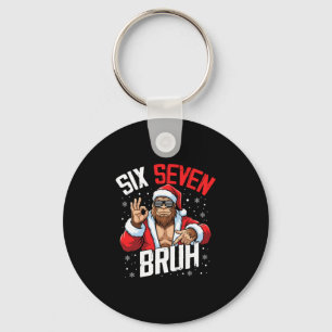 67 Meme Six Seven Bruh Bigfoot Santa 6 7 Funny Chr Key Ring