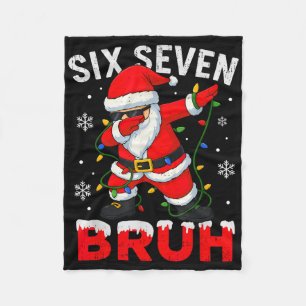 67 Meme Six Seven Bruh Dabbing Santa Funny Christm Fleece Blanket