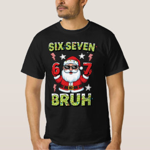 67 Meme Six Seven Bruh Dabbing Santa Funny Xmas T-Shirt