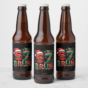 67 Meme Six Seven Bruh Funny Christmas 6 7 Beer Bottle Label