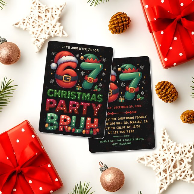 67 Meme Six Seven Bruh Funny Christmas 6 7 Invitation (Creator Uploaded)