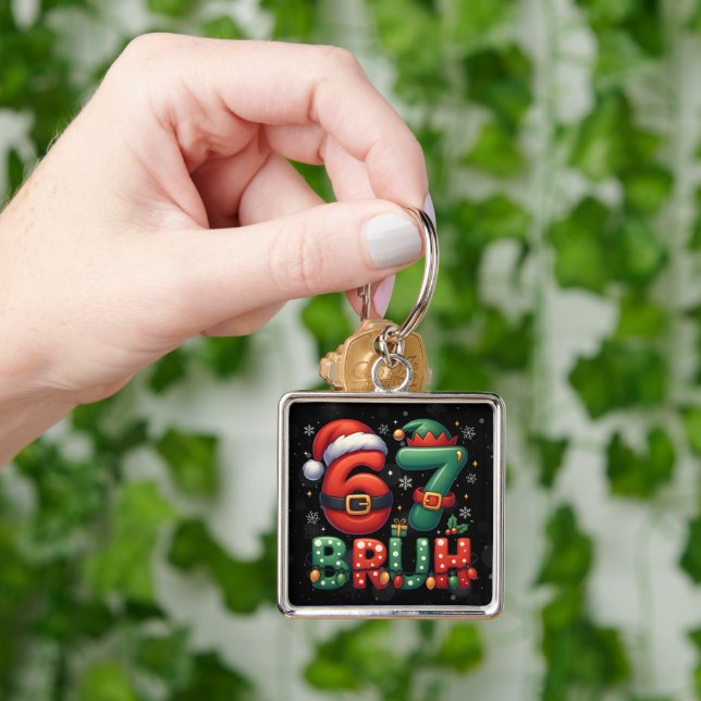 67 Meme Six Seven Bruh Funny Christmas 6 7 Key Ring (Hand)