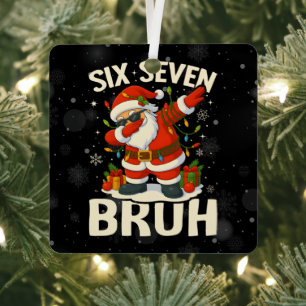 67 Meme Six Seven Bruh Funny Christmas 6 7 Metal Tree Decoration