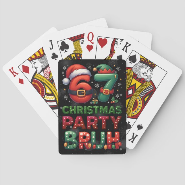 67 Meme Six Seven Bruh Funny Christmas 6 7 Playing Cards (Back)