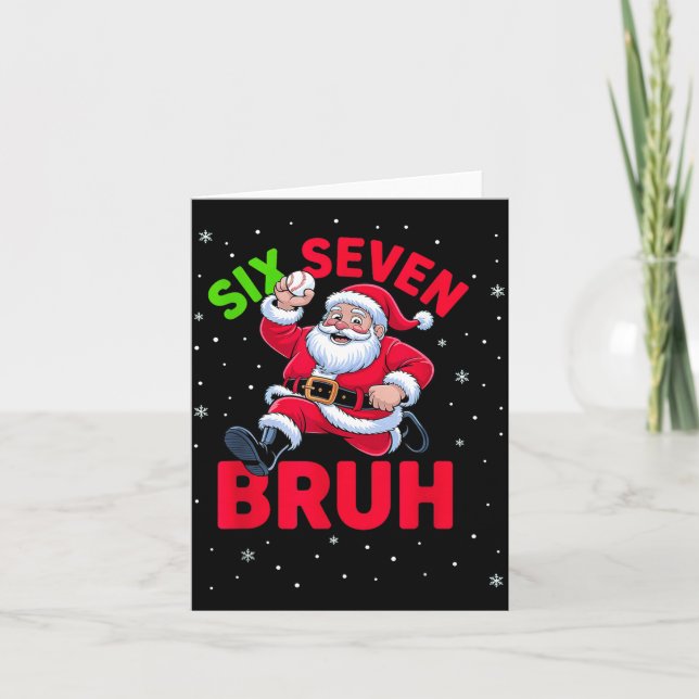 67 Meme Six Seven Bruh Santa Baseball Christmas Bo Card (Front)