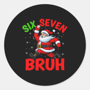 67 Meme Six Seven Bruh Santa Baseball Funny Christ Classic Round Sticker