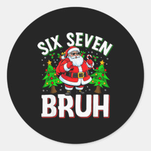 67 Meme Six Seven Bruh Santa Funny Christmas Kids Classic Round Sticker