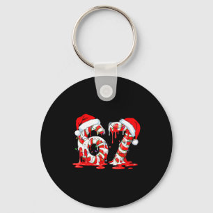 67 Meme Six Seven Candy Canes Drip Christmas Pajam Key Ring
