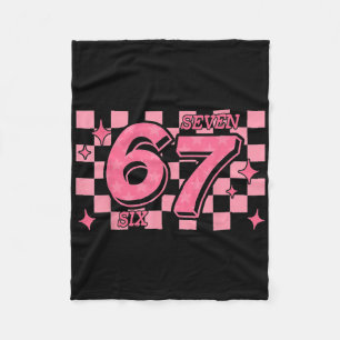 67 Meme Six Seven Checkered Fleece Blanket