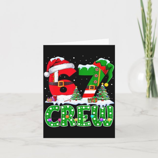 67 Meme Six Seven Christmas Crew Xmas Lights Famil Card (Front)