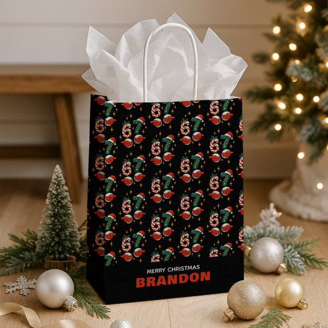67 Meme Six Seven Christmas Kids Name Medium Gift Bag (Creator Uploaded)