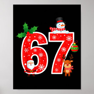 67 Meme Six Seven Christmas Pajamas For Women Men Poster