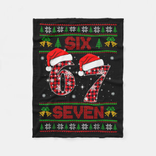 67 Meme Six Seven Christmas Ugly Sweater For Kids Fleece Blanket