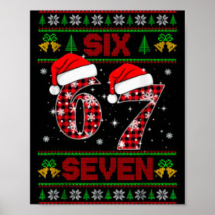 67 Meme Six Seven Christmas Ugly Sweater For Kids Poster