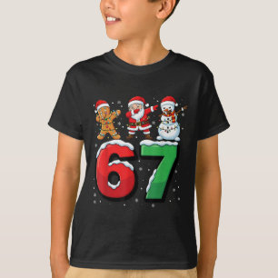 67 Meme Six Seven Dabbing Santa 6 7 Funny Christma T-Shirt