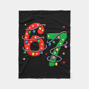 67 Meme Six Seven Funny Christmas Pajamas Boys Gir Fleece Blanket