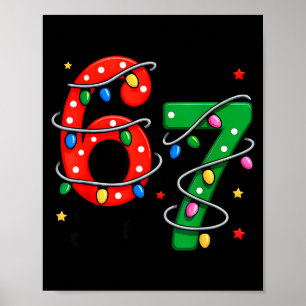 67 Meme Six Seven Funny Christmas Pajamas Boys Gir Poster