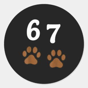 67 Meme Six Seven Funny Dog Paw Classic Round Sticker