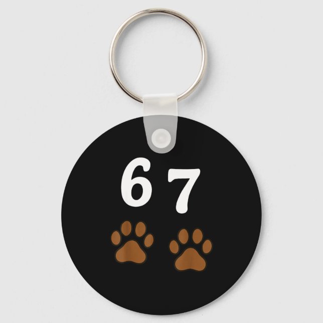 67 Meme Six Seven Funny Dog Paw  Key Ring (Front)