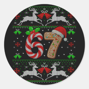 67 Meme Six Seven Funny Ugly Christmas Xmas Sweate Classic Round Sticker