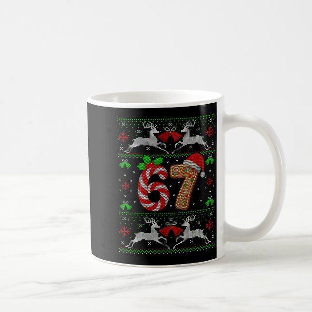 67 Meme Six Seven Funny Ugly Christmas Xmas Sweate Coffee Mug (Right)