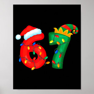 67 Meme Six Seven Funny Xmas Lights Pajamas Men Wo Poster