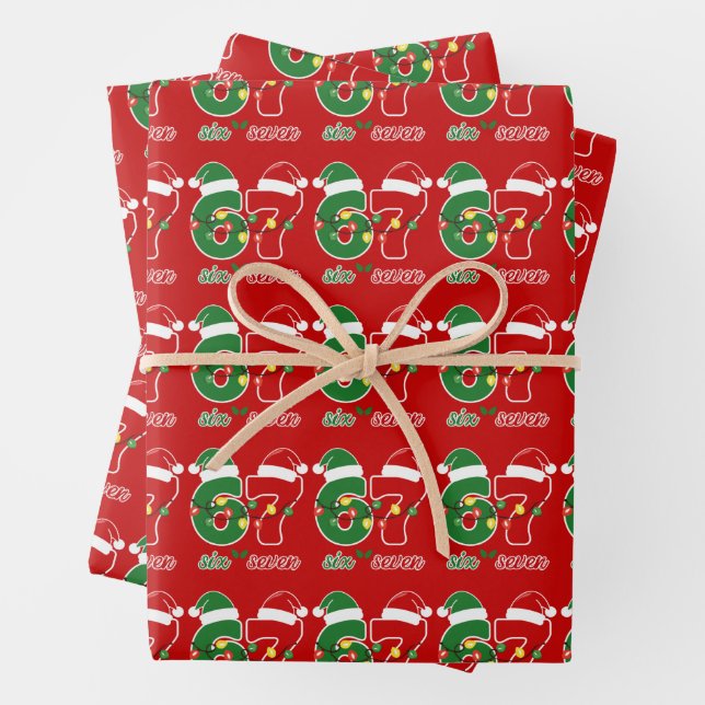 67 Meme Six Seven Gen Alpha Christmas  Wrapping Paper Sheet (In situ)