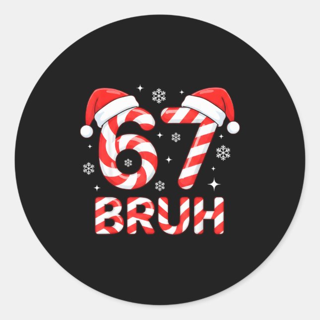 67 Meme Six Seven Memes Candy Cane Christmas Boys  Classic Round Sticker (Front)