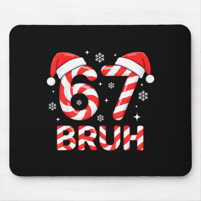 67 Meme Six Seven Memes Candy Cane Christmas Boys  Mouse Pad (Front)