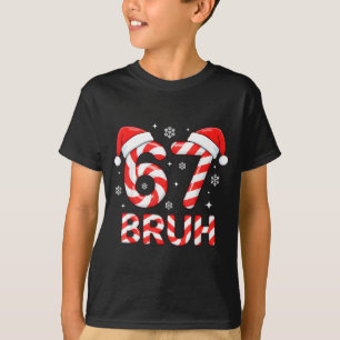 67 Meme Six Seven Memes Candy Cane Christmas Boys  T-Shirt