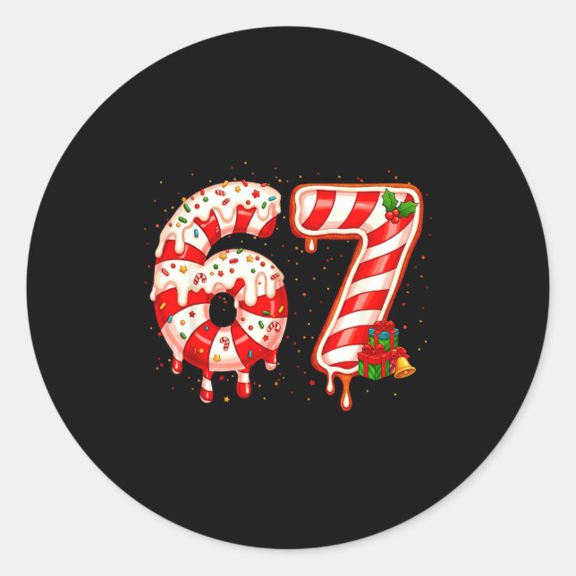 67 Meme Six Seven Merry Christmas Xmas Cream Drip  Classic Round Sticker (Front)