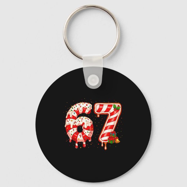 67 Meme Six Seven Merry Christmas Xmas Cream Drip  Key Ring (Front)