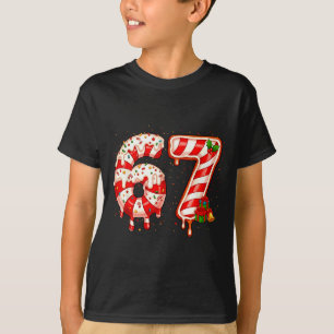 67 Meme Six Seven Merry Christmas Xmas Cream Drip T-Shirt