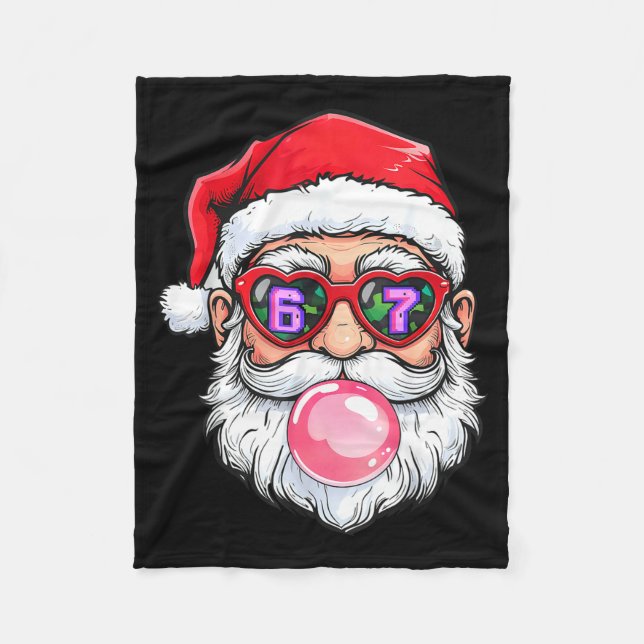 67 Meme Six Seven Number 6-7 6 7 Funny Santa Xmas  Fleece Blanket (Front)