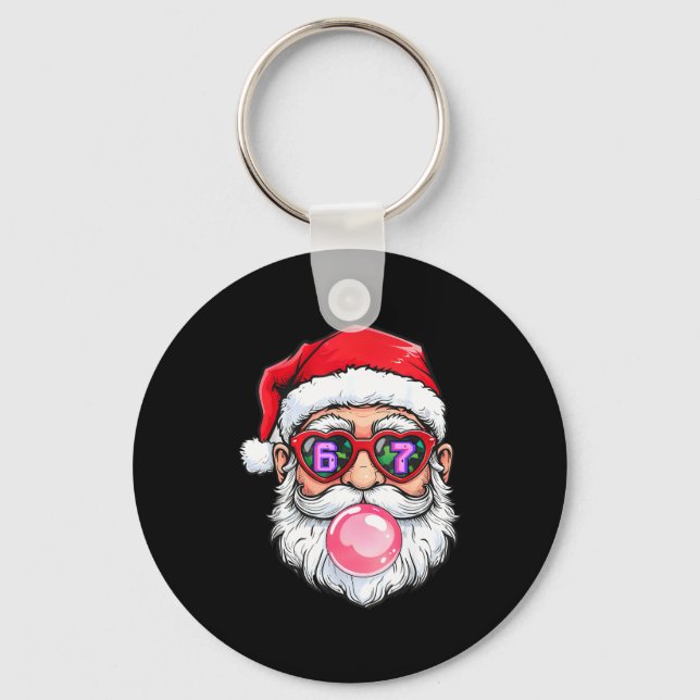 67 Meme Six Seven Number 6-7 6 7 Funny Santa Xmas  Key Ring (Front)