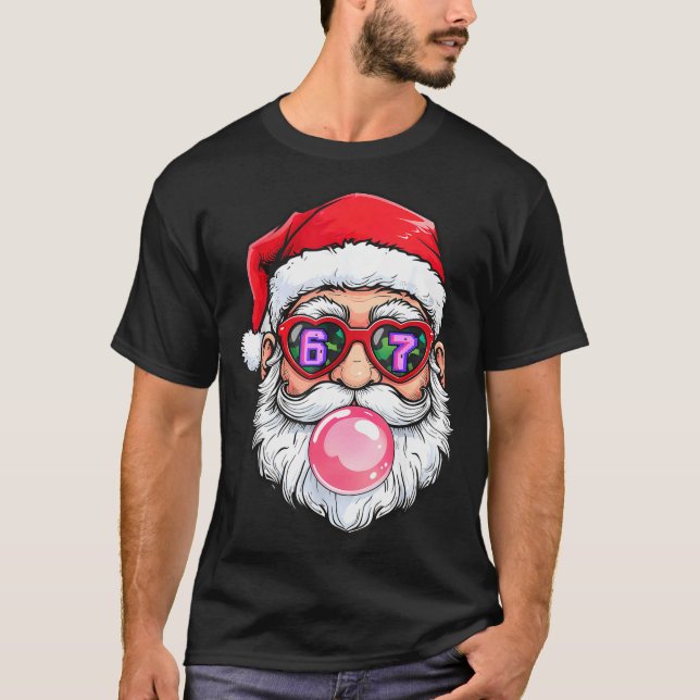 67 Meme Six Seven Number 6-7 6 7 Funny Santa Xmas  T-Shirt (Front)
