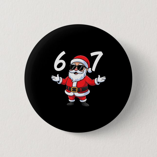 67 Meme Six Seven Number 6 7 Santa Xmas Christmas  6 Cm Round Badge (Front)