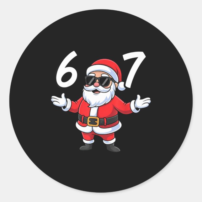 67 Meme Six Seven Number 6 7 Santa Xmas Christmas  Classic Round Sticker (Front)