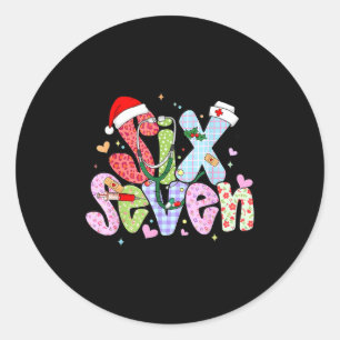 67 Meme Six Seven Nurse Christmas Funny Nursing Wo Classic Round Sticker