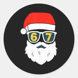 67 Meme Six Seven Santa Face Kids Men Boys Girls C Classic Round Sticker